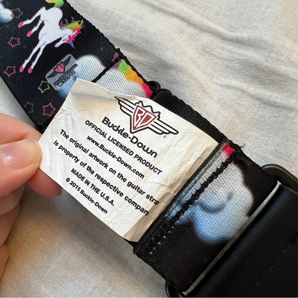 Buckle-Down Unicorns Rainbows and Stars Black Guitar Strap - Picture 7 of 10
